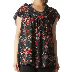 Anthropologie Odille Floral Cowl Neck Silk Top Size 2